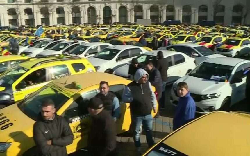 img-194 Protest al taximetriștilor în București. Piața Constituției se colorează în galben