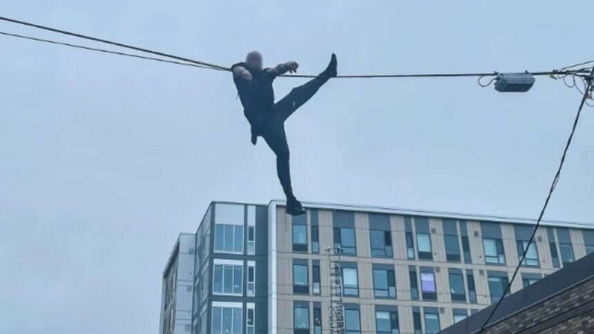 img-1463 Hoțul care a rămas atârnat pe un cablu de telefonie