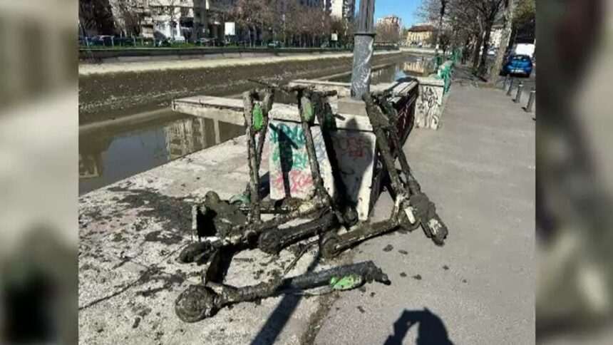 Problemele râului Dâmbovița: trotinete și cauciucuri descoperite în albia râului