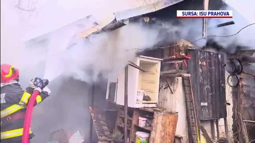 img-959 Incendiu la Vălenii de Munte. O locuință și mai multe anexe gospodărești au luat foc