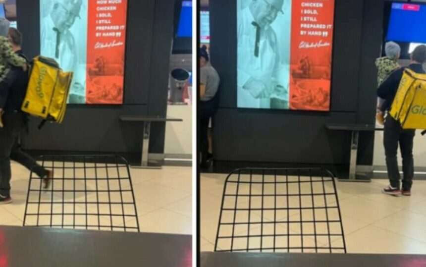 img-96 Un tătic livrator din România a cucerit internetul. A fost filmat cu copilul în brațe, la muncă