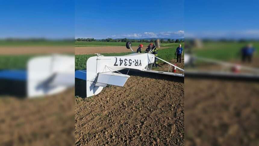 Un avion a aterizat de urgență în Alba. Pilotul a scăpat teafăr ca prin minune