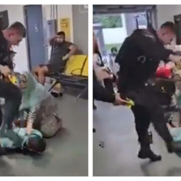img Scandalul de pe aeroportul din Manchester: Bărbat călcat pe cap și bătut crunt de un polițist