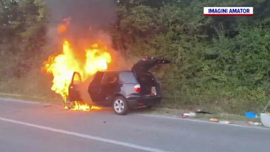 img-608 Incendiu devastator pe un drum din Mehedinți