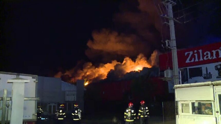img Incendiu de proporții lângă București: Un depozit de electrocasnice devastat de flăcări