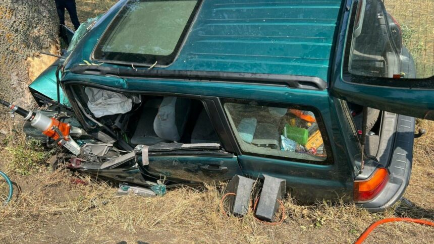 Accident tragic în Arad: Un bărbat a murit, iar o femeie și doi copii au fost răniți după ce mașina s-a izbit de un copac