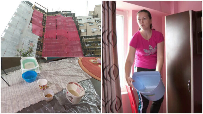 img Coșmar pentru locatarii unui bloc din Galați. Furtunile au provocat pagube în mijlocul lucrărilor de reabilitare