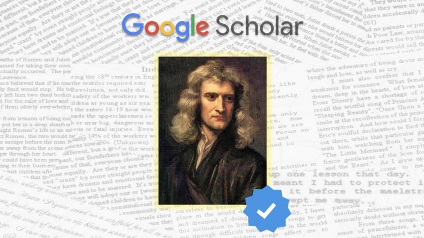 img Isaac Newton și email-ul verificat de pe Google Scholar