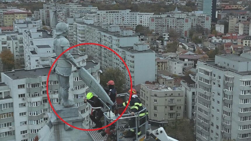 img Intervenția de urgență la Primăria Sectorului 1 pentru scutul statuii Sfântului Dimitrie