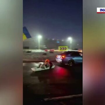 img Sancționare pentru șoferul care a făcut drifturi într-un sens giratoriu cu un sicriu legat de mașină