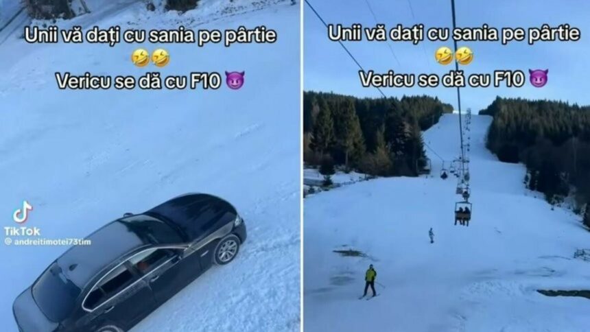 img Șoferul unui BMW surprins urcând pe pârtia de schi din Borșa risca o amendă de 1000-2000 de lei