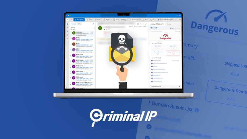 img Detectarea phishing-ului în timp real cu Criminal IP pentru Microsoft Outlook