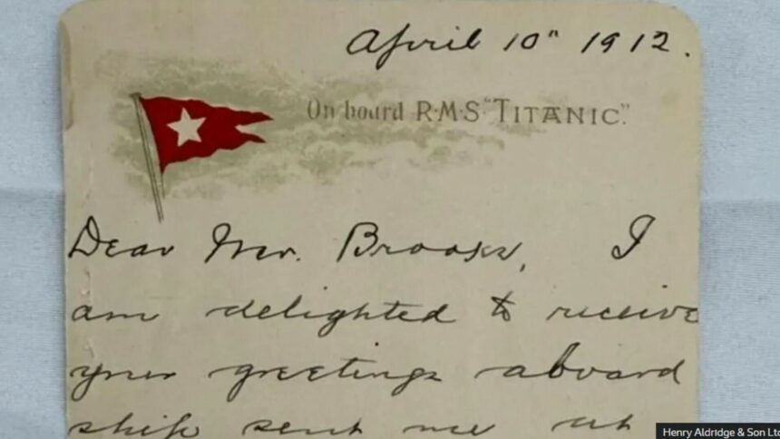 img Scrisoarea colonelului Gracie de pe Titanic vândută la licitație